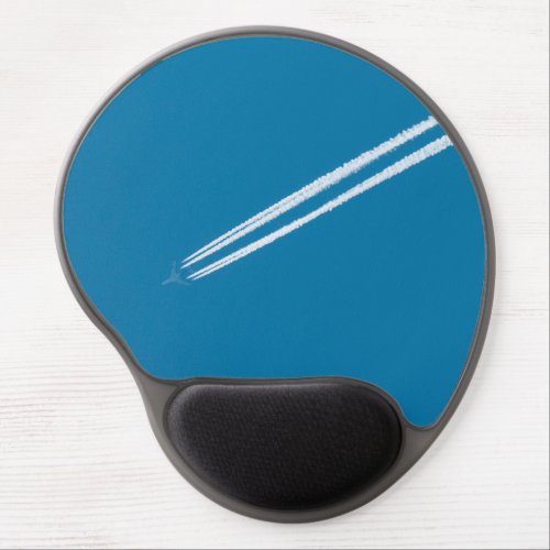 Flying airplane on a blue sky background gel mouse pad