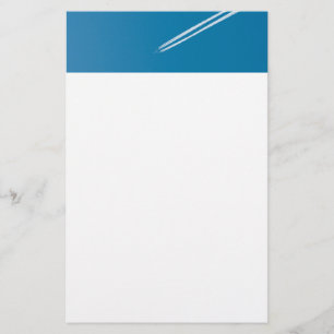 Flying airplane on a blue sky background stationery