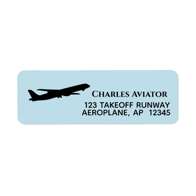 Flying Airplane Return Address Label Pilot Aviator