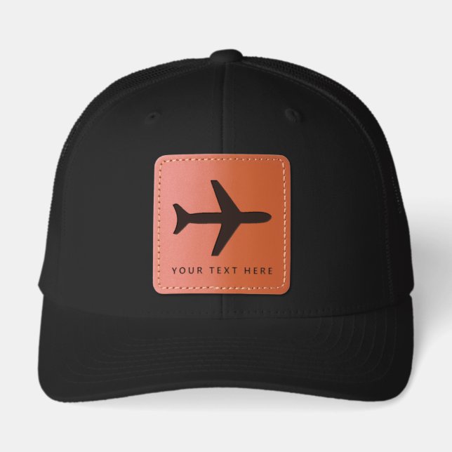 Flying Airplane Transportation Vehicles Leather Patch Hat (Front)