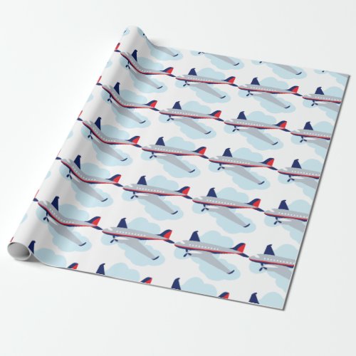 Flying Airplane Wrapping Paper
