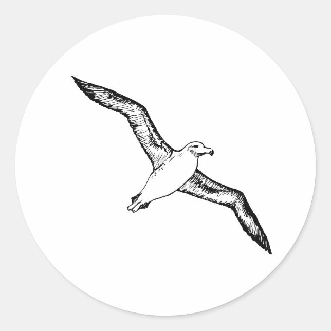 Flying Albatross Illustration Classic Round Sticker (Front)