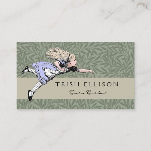 Flying Alice in Wonderland Looking Glass Business Card