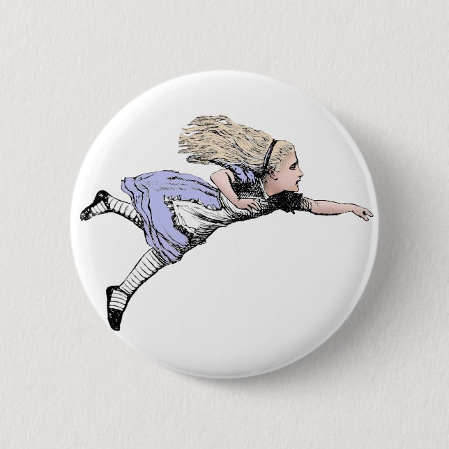 Flying Alice in Wonderland Looking Glass Button (Front)