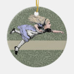 Flying Alice in Wonderland Looking Glass Ceramic Ornament