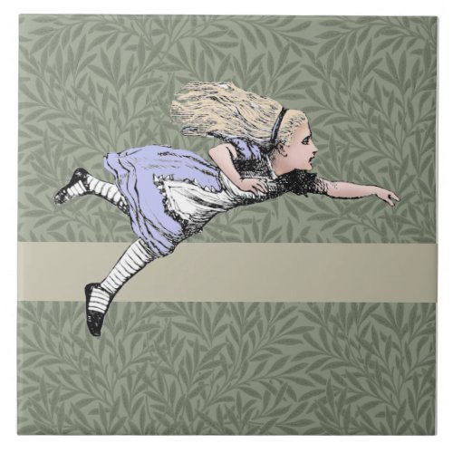 Flying Alice in Wonderland Looking Glass Ceramic Tile