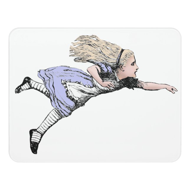 Flying Alice in Wonderland Looking Glass Door Sign (Contemporary Front)
