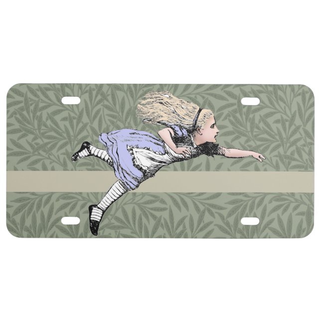 Flying Alice in Wonderland Looking Glass License Plate (Front)