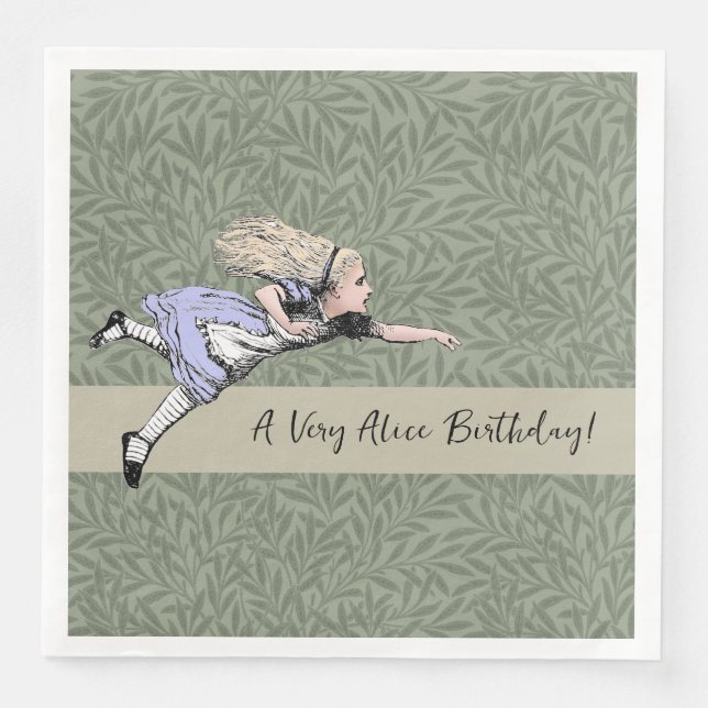 Flying Alice in Wonderland Looking Glass Paper Dinner Napkins (Front)