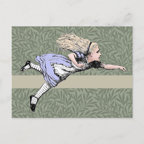 Flying Alice in Wonderland Looking Glass Postcard