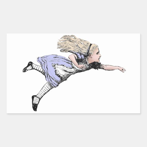 Flying Alice in Wonderland Looking Glass Rectangular Sticker