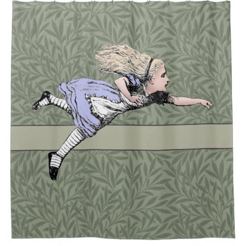 Flying Alice in Wonderland Looking Glass Shower Curtain