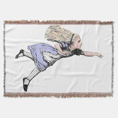 Flying Alice in Wonderland Looking Glass Throw Blanket