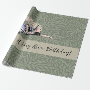 Flying Alice in Wonderland Looking Glass Wrapping Paper