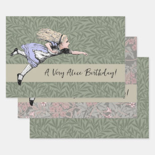 Flying Alice in Wonderland Looking Glass Wrapping Paper Sheets