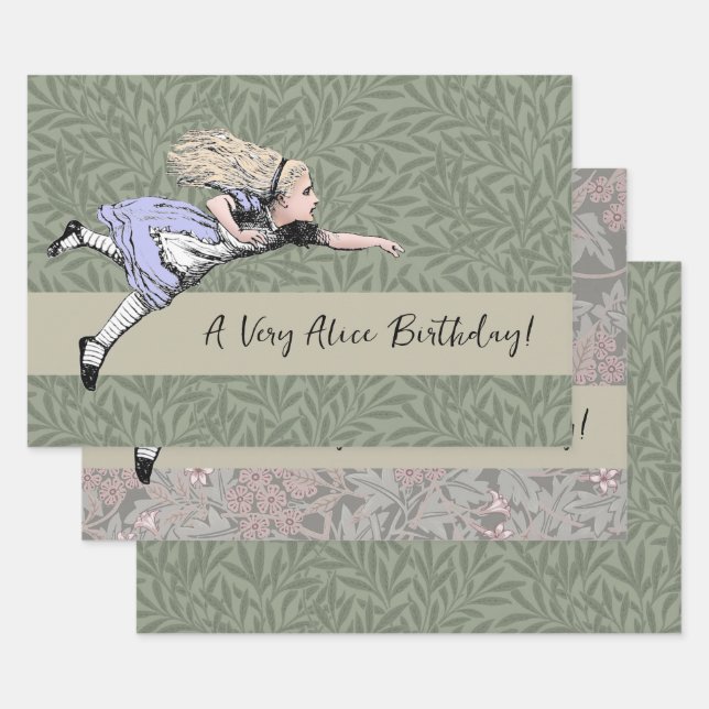 Flying Alice in Wonderland Looking Glass Wrapping Paper Sheets (Set)