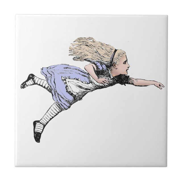 Flying Alice Wonderland Adventure Vintage Tenniel Ceramic Tile (Front)