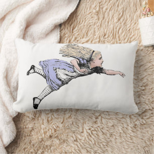 Flying Alice Wonderland Adventure Vintage Tenniel Lumbar Pillow