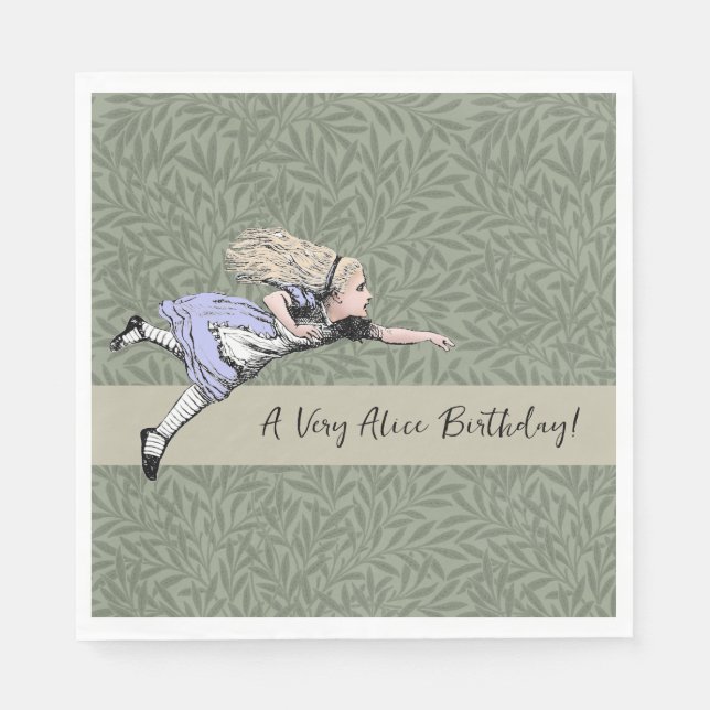 Flying Alice Wonderland Adventure Vintage Tenniel Napkins (Front)