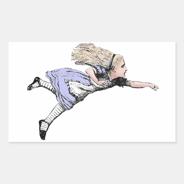 Flying Alice Wonderland Adventure Vintage Tenniel Rectangular Sticker (Front)