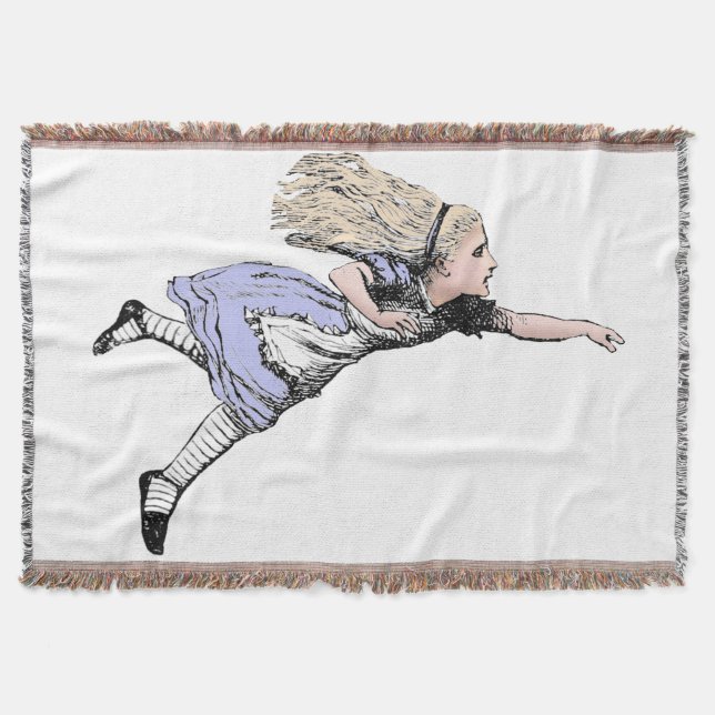Flying Alice Wonderland Adventure Vintage Tenniel Throw Blanket (Front)