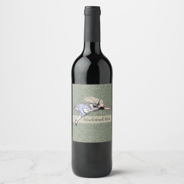 Flying Alice Wonderland Adventure Vintage Tenniel Wine Label (Front)