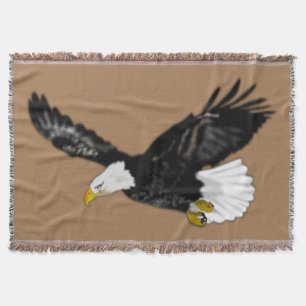 Flying American Eagle Brown Throw Blanket