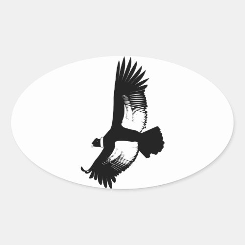 Flying Andean Condor Oval Sticker