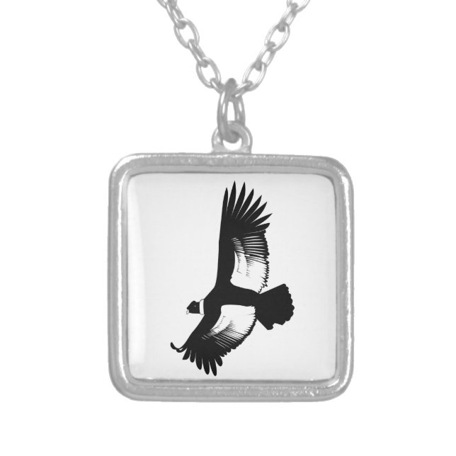 Flying Andean Condor Silver Plated Necklace (Front)