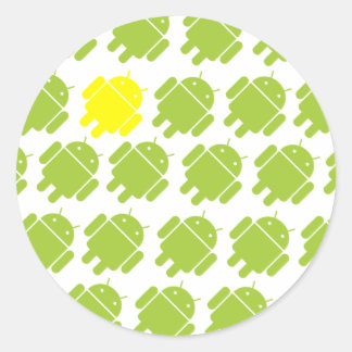 Flying Android Yellow Classic Round Sticker