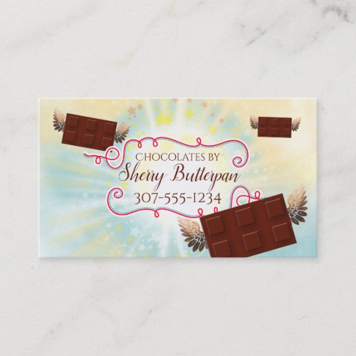 flying angel chocolate bars confections bakery business card