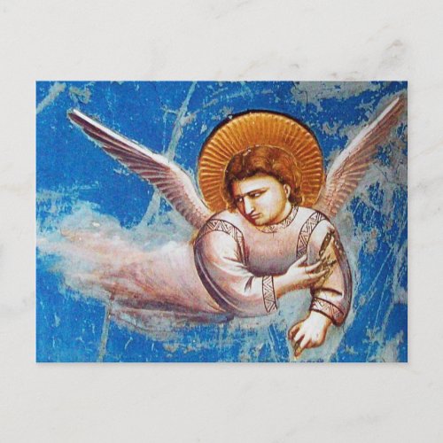 FLYING ANGEL FROM FLIGHT INTO EGYPT Parchment Postcard