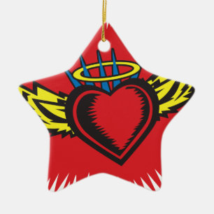 Flying Angel Heart Tattoo Ceramic Ornament