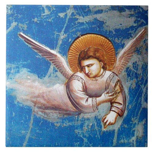 FLYING ANGEL IN BLUE SKY BY GIOTTO CHRISTMAS  CERAMIC TILE