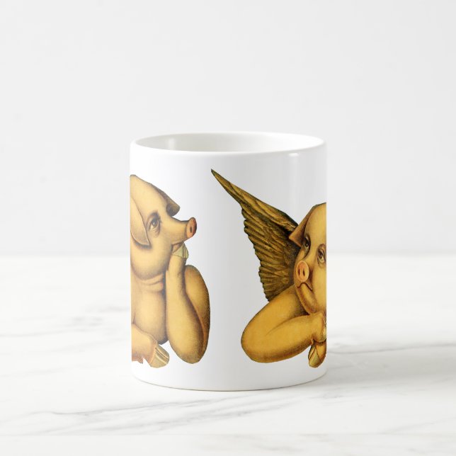 Flying Angel Pigs with wings Fantasy Animals Art Coffee Mug (Center)