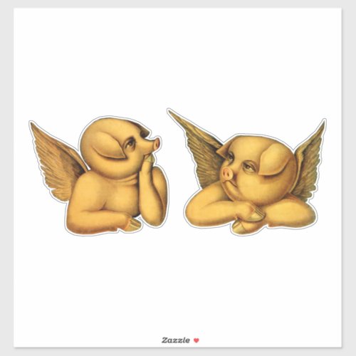 Flying Angel Pigs with wings Fantasy Animals Art Sticker