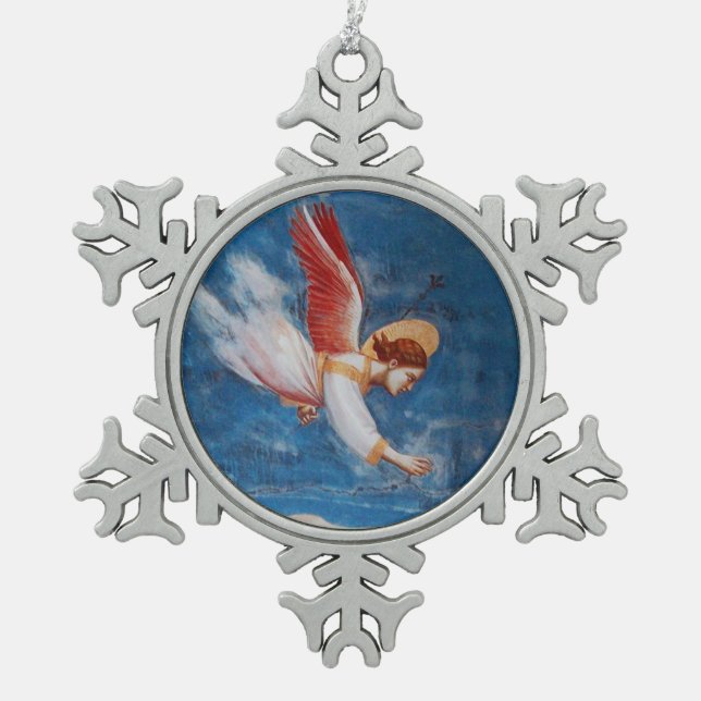 FLYING ANGEL/ ST JOACHIM'S DREAM SNOWFLAKE PEWTER CHRISTMAS ORNAMENT (Front)