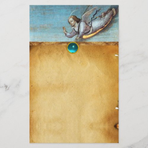FLYING ANNUNCIATION ANGEL  Parchment Blue Sapphire Stationery