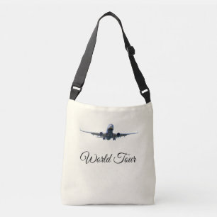 Flying around the world on ivory crossbody bag