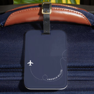 Flying Away Airplane Route DIY Color Custom Name Luggage Tag