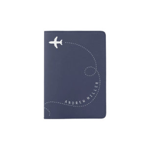 Flying Away Airplane Route DIY Color Custom Name Passport Holder