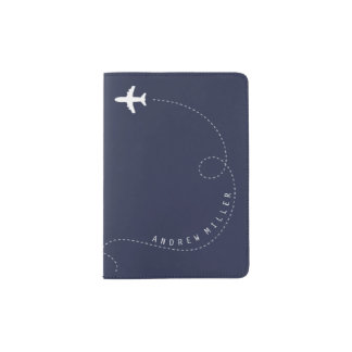 Flying Away Airplane Route DIY Color Custom Name Passport Holder