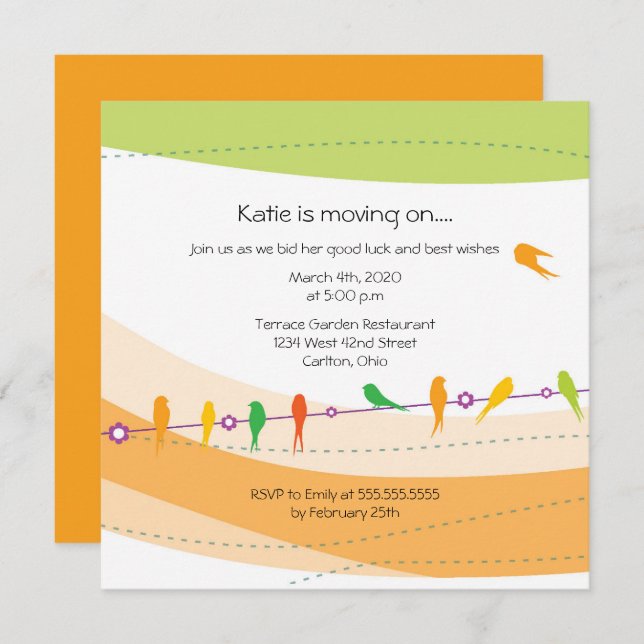 Flying away farewell party invitation (Front/Back)