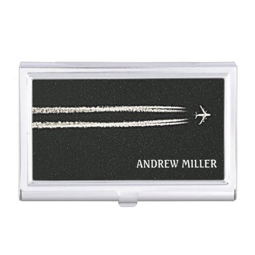 Flying AwayHigh Altitude Airplane Personalized Business Card Case