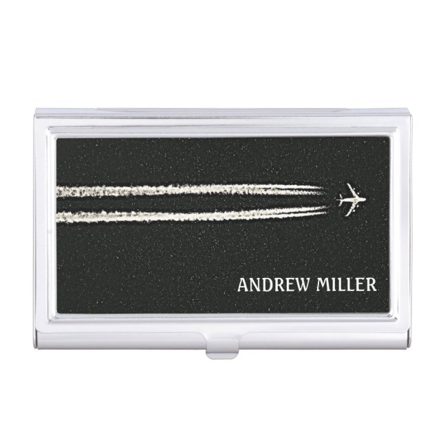 Flying Away/High Altitude Airplane Personalized Business Card Case (Front)