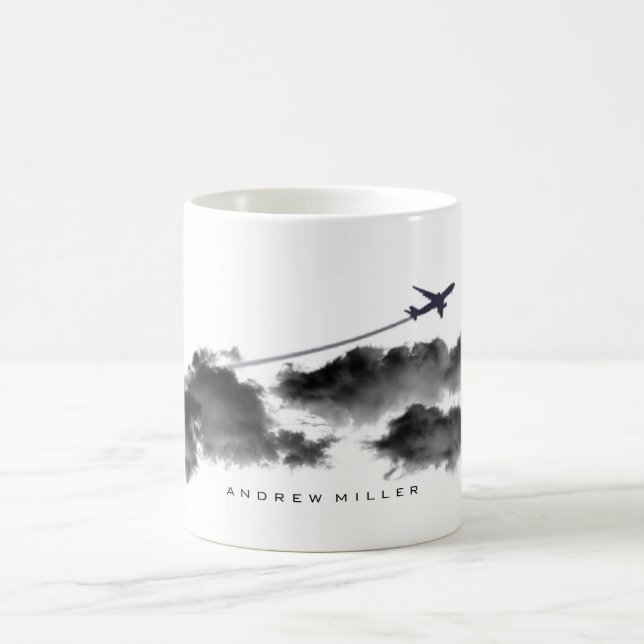 Flying Away/Jet Airplane/Personalized Pilot Coffee Mug (Center)