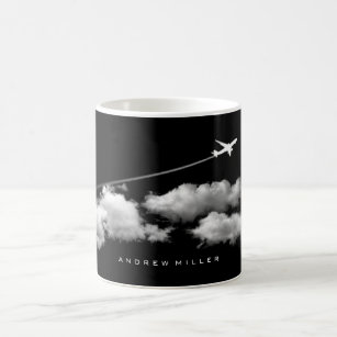 Flying Away/Jet Airplane/Personalized Pilot Coffee Mug