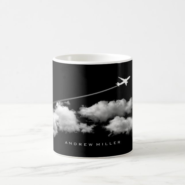 Flying Away/Jet Airplane/Personalized Pilot Coffee Mug (Center)