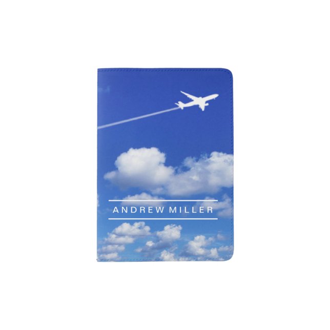 Flying Away/Jet Airplane/Personalized Pilot Passport Holder (Front)