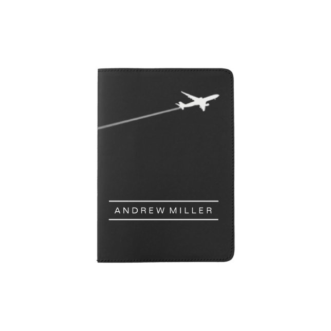 Flying Away/Jet Airplane/Personalized Pilot Passport Holder (Front)